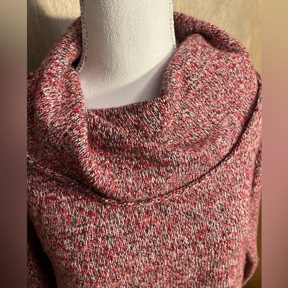 Pure Jill Wool Blend Sweater Red Marled Cowl Neck Cozy Knit Tunic M - Picture 7 of 8